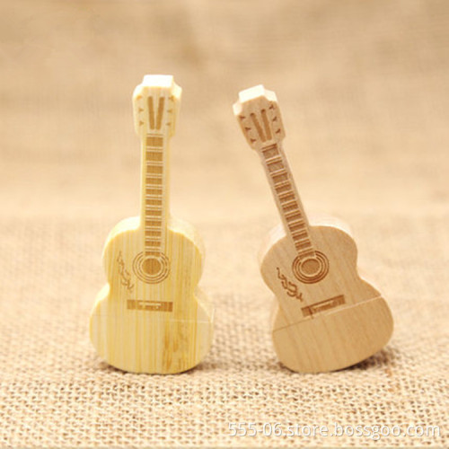 Factory Supply Bamboo Guitar USB Drive Custom Logo Engraving